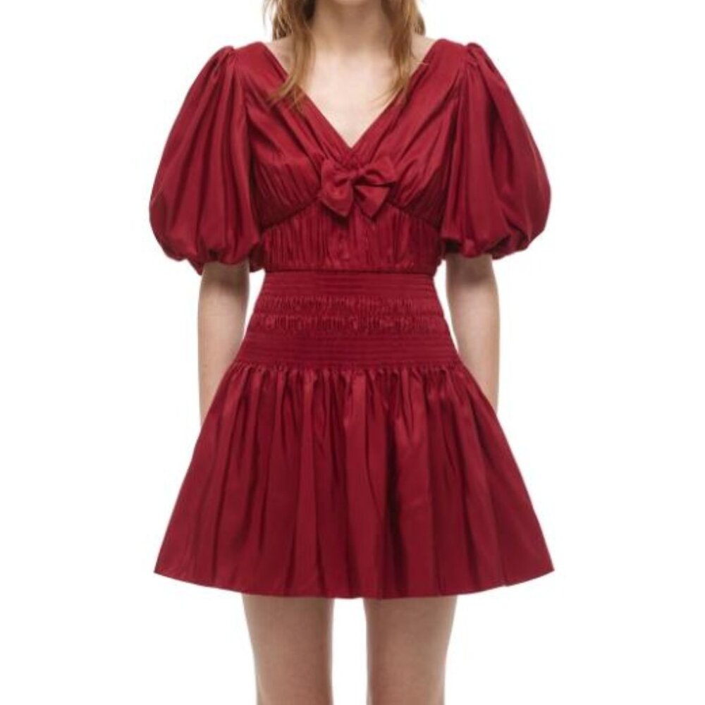 BNWT AW21 SELF-PORTRAIT TAFFETA PUFF SLEEVE MINI DRESS 10